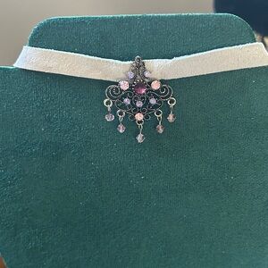 New BOHO Pink and‎ Purple Chandelier choker necklace
